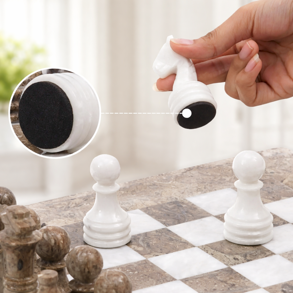 12-Inch (30cm) Oceanic & White Marble Chess Set with Storage Box