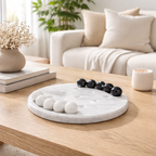 10-Inch (25cm) Black & White Marble Tic-Tac-Toe