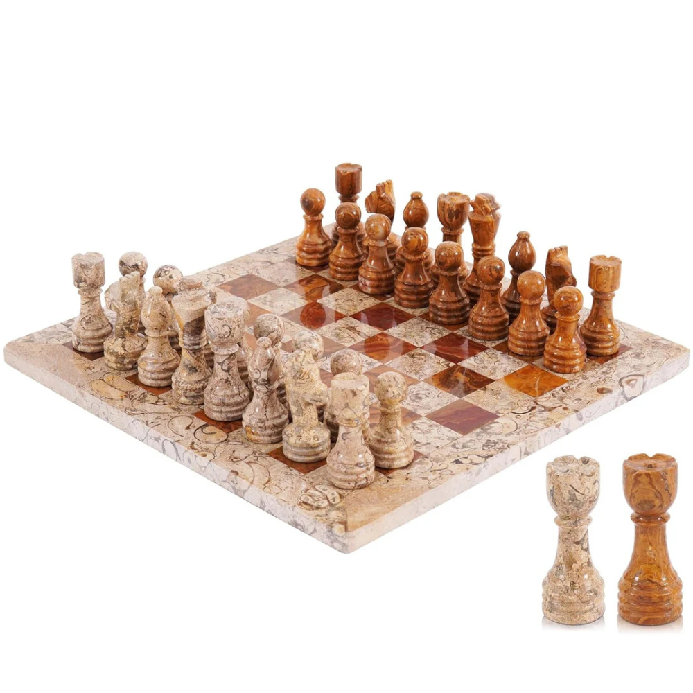 Marble Chess Set with Storage Box (32 Pieces)