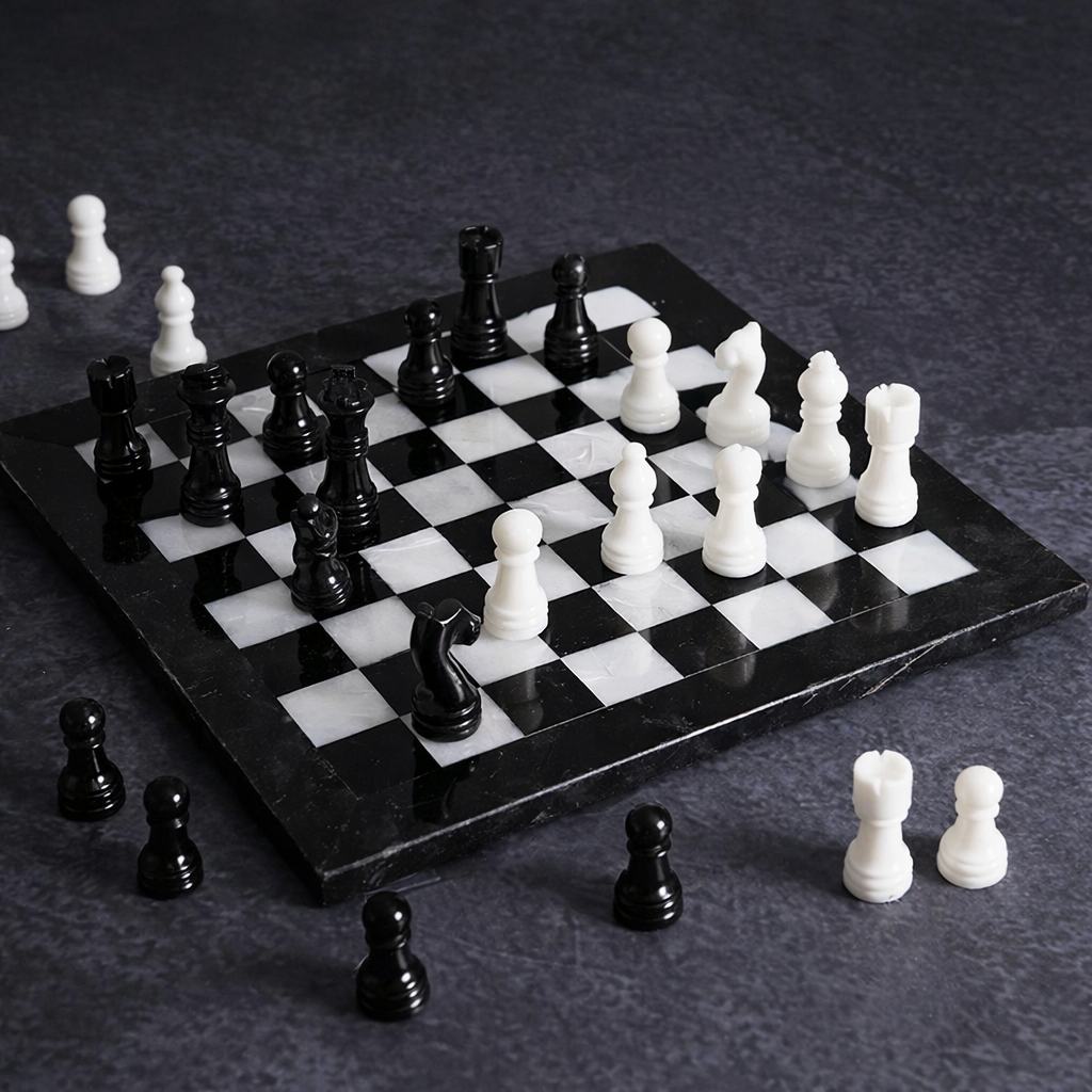 Marble Chess Set with Storage Box (32 Pieces)