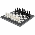 15-Inch (38cm) Black & White Marble Chess Set with Storage Box