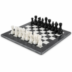 15-Inch (38cm) Black & White Marble Chess Set with Storage Box