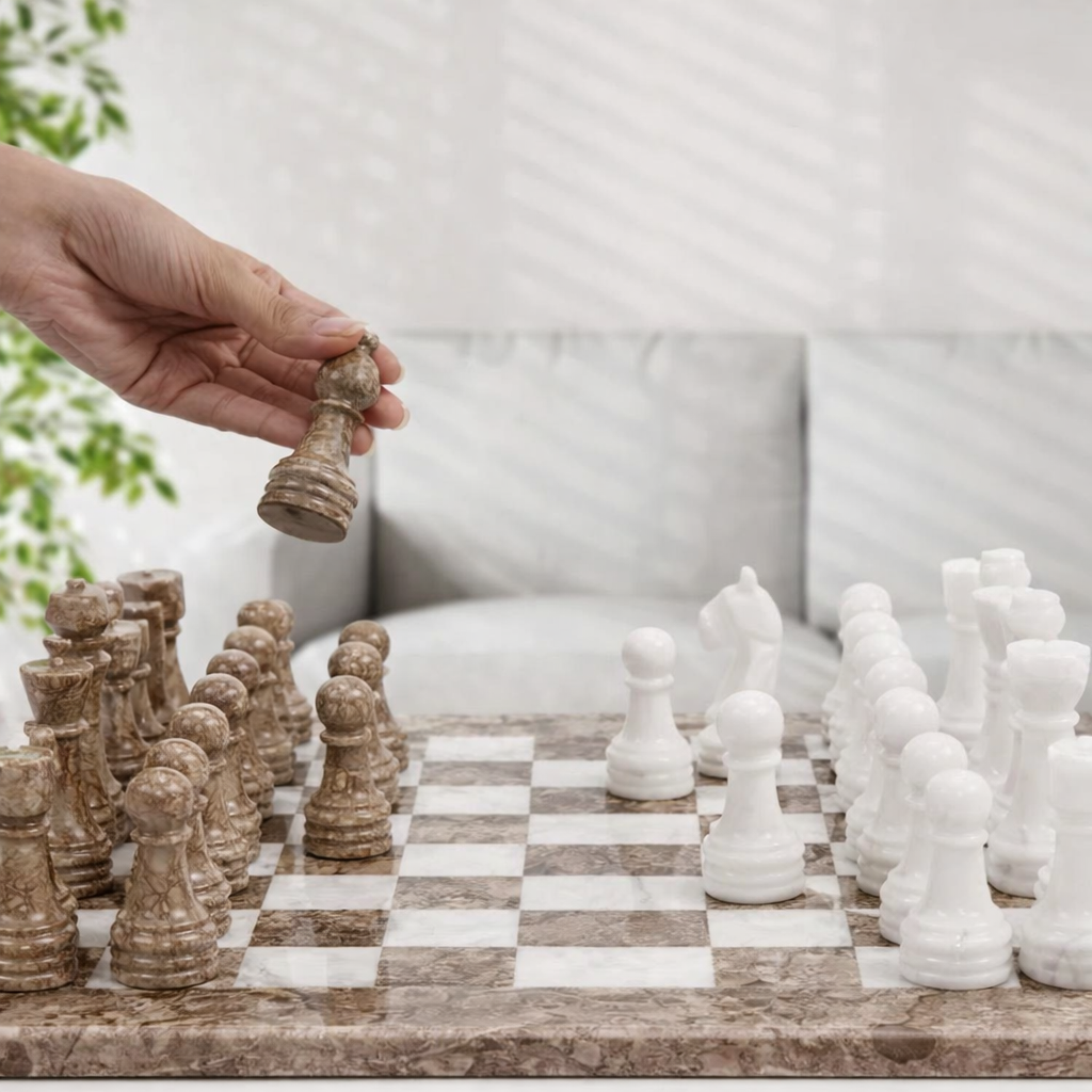 Marble Chess Set with Storage Box (32 Pieces)
