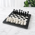 15-Inch (38cm) Black & White Marble Chess Set with Storage Box
