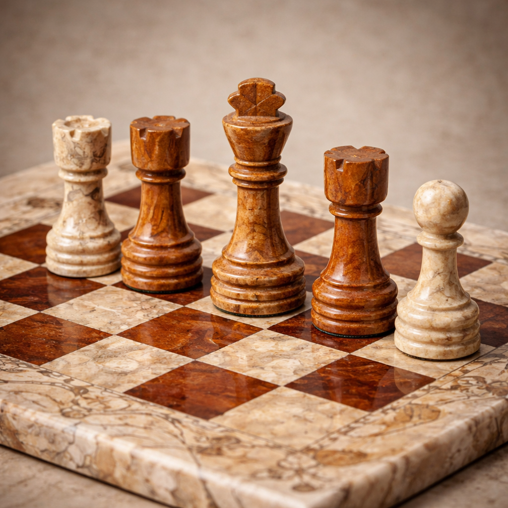 Marble Chess Set with Storage Box (32 Pieces)