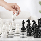 15-Inch (38cm) Black & White Marble Chess Set with Storage Box