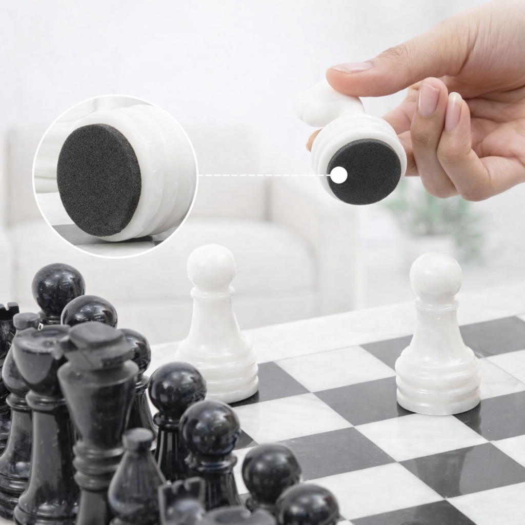 15-Inch (38cm) Black & White Marble Chess Set with Storage Box