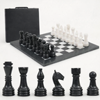 15-Inch (38cm) Black & White Marble Chess Set with Storage Box