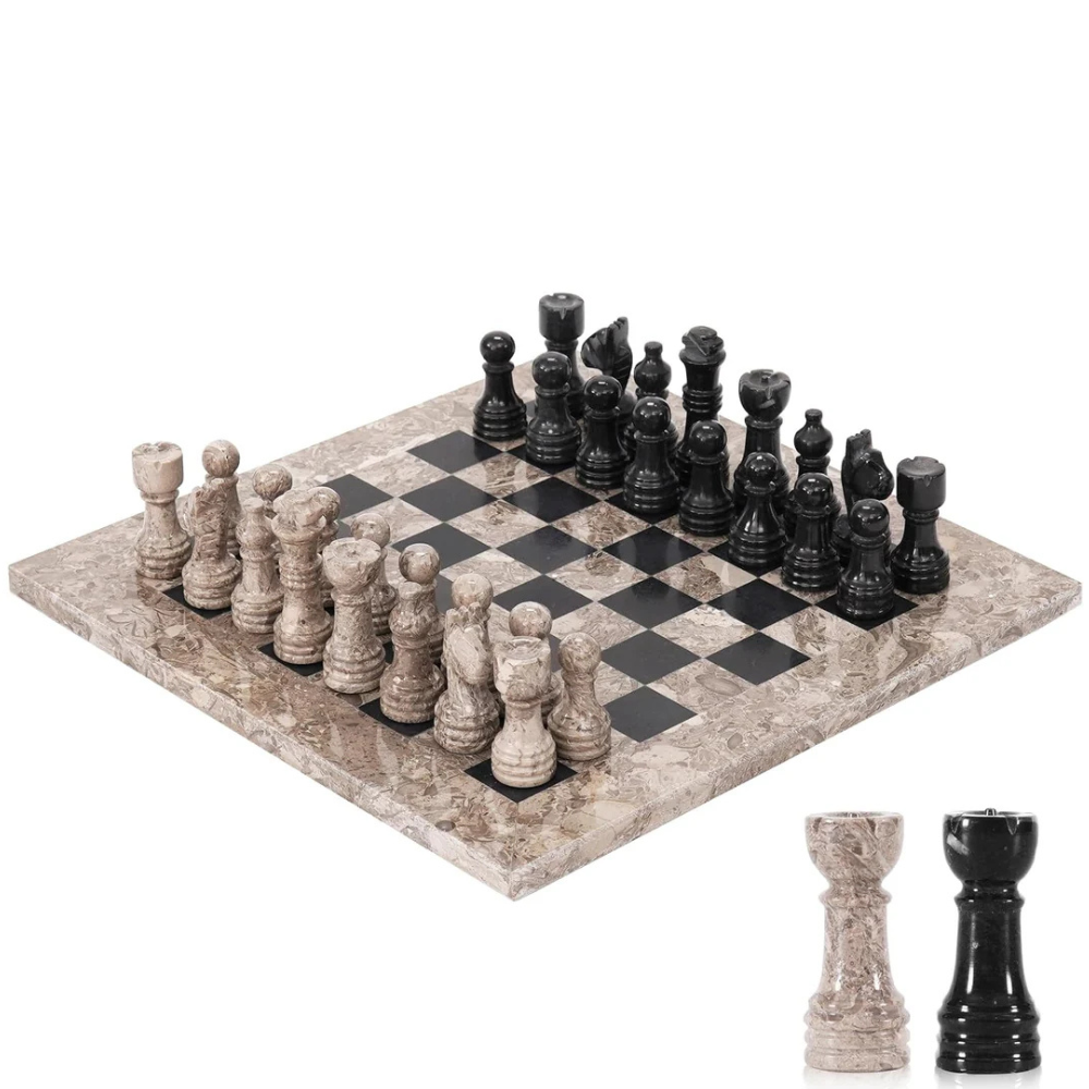 Marble Chess Set with Storage Box (32 Pieces)