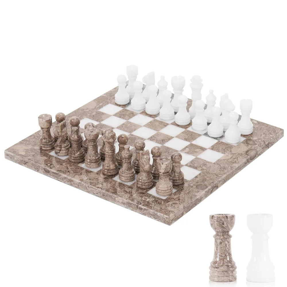 Marble Chess Set with Storage Box (32 Pieces)